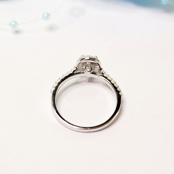 💗Certified 1ct Oval Cut Real Moissanite Diamond Halo Engagement Ring